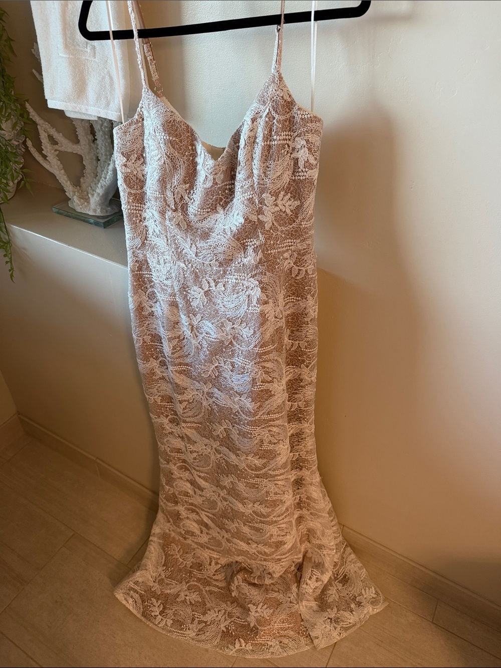 Dress the Population Blush Lace Strapless Slip Dress